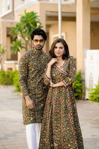 Anarkali Kurti with Gota lace & Men's Kurta Payzama