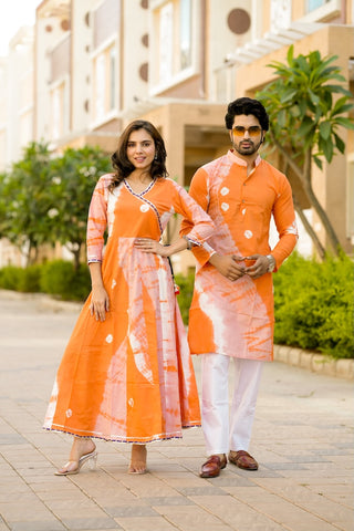 Anarkali Kurti with Gota lace & Men's Kurta Payzama