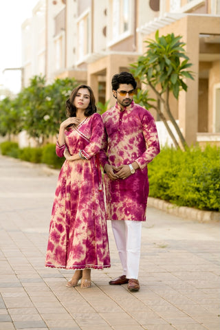 Anarkali Kurti with Gota lace & Men's Kurta Payzama
