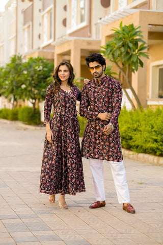 Anarkali Kurti with Gota lace & Men's Kurta Payzama