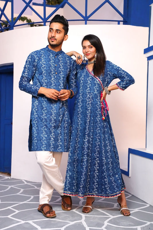 Anarkali Kurti with Gota lace & Men's Kurta Payzama
