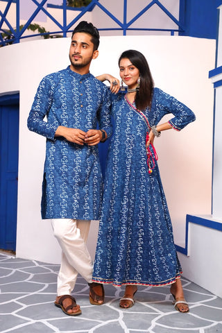 Anarkali Kurti with Gota lace & Men's Kurta Payzama