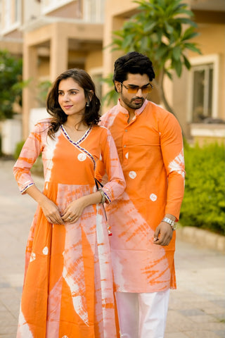 Anarkali Kurti with Gota lace & Men's Kurta Payzama