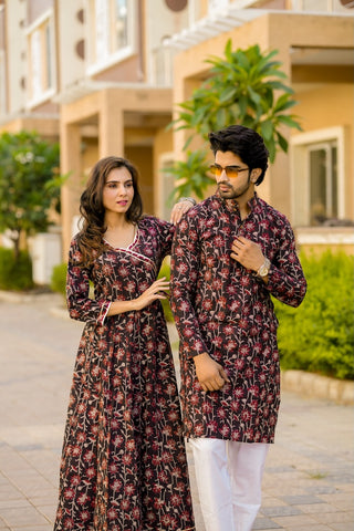 Anarkali Kurti with Gota lace & Men's Kurta Payzama