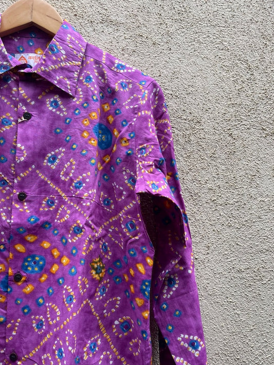 Traditional Bandhani Print F/S Shirt for Men - Festive Edit