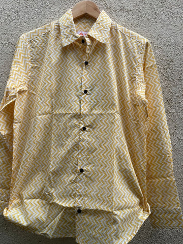 Ikat Print Cotton Mens Full Sleeves Shirt