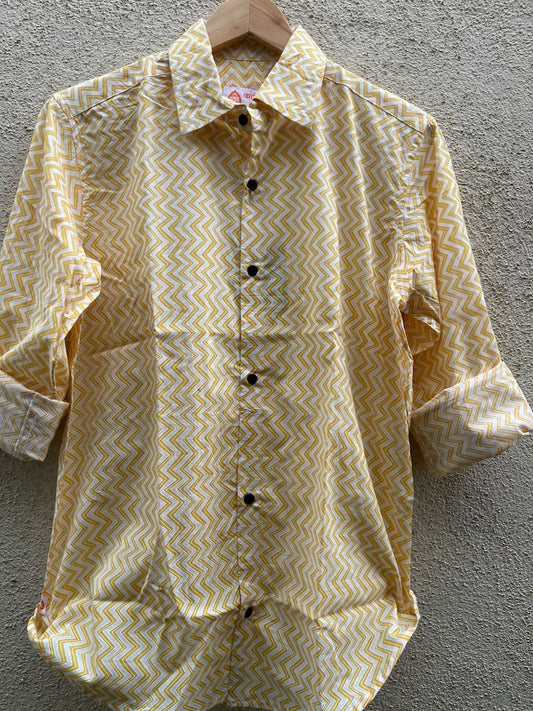 Ikat Print Cotton Mens Full Sleeves Shirt