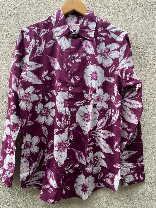 Floral Print Cotton Mens Full Sleeves Shirt
