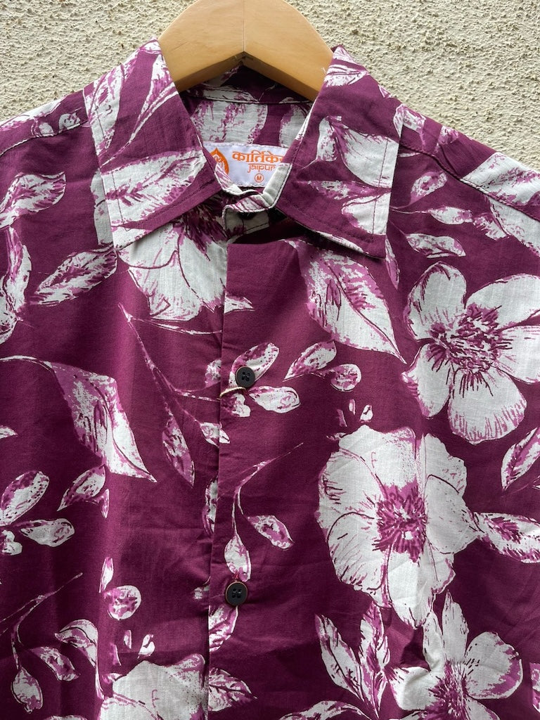 Floral Print Cotton Mens Full Sleeves Shirt