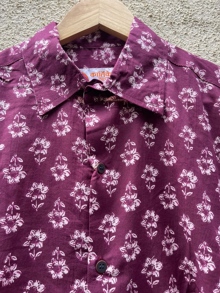 Floral Print Cotton Mens Full Sleeves Shirt