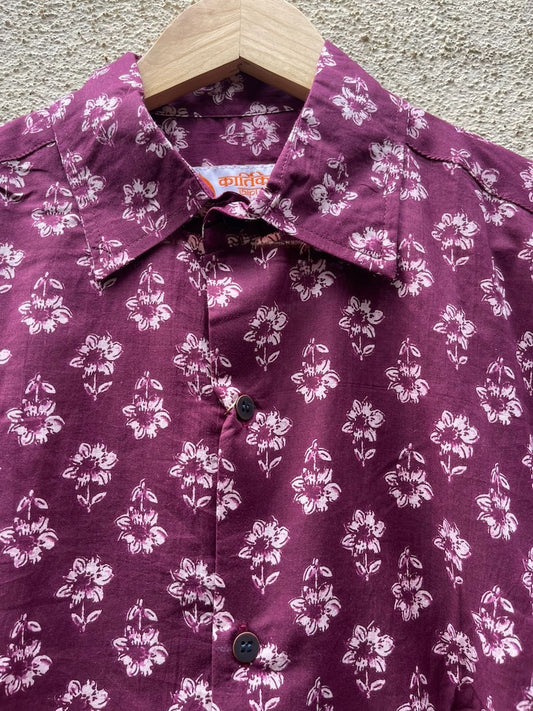 Floral Print Cotton Mens Full Sleeves Shirt