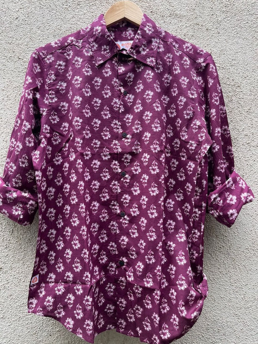 Floral Print Cotton Mens Full Sleeves Shirt