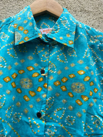 Bandhani Print Full Sleeve Cotton Shirt for Womens