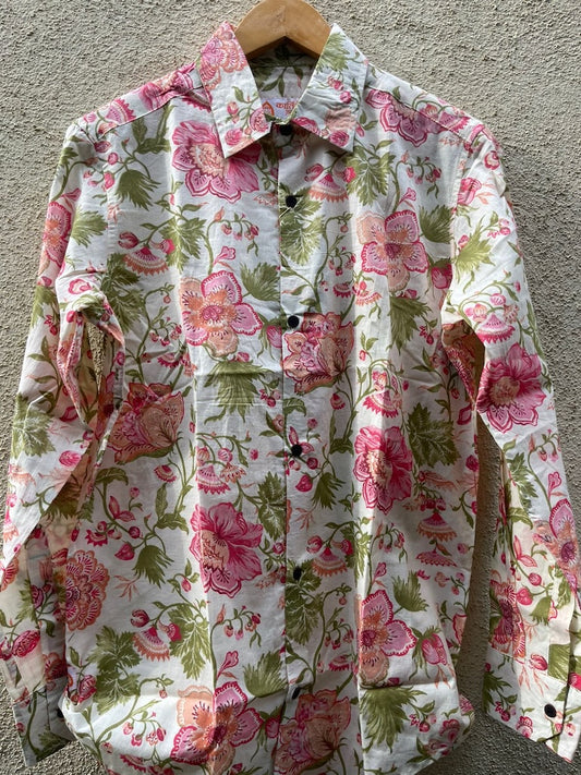 Floral Print Cotton Mens Full Sleeves Shirt