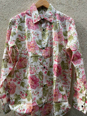 Floral Print Cotton Mens Full Sleeves Shirt