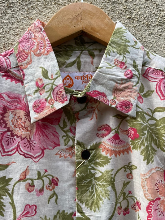 Floral Print Cotton Mens Full Sleeves Shirt