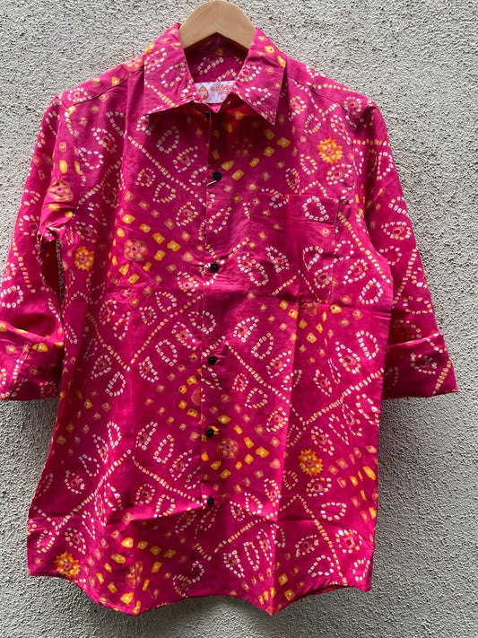Traditional Bandhani Print F/S Shirt for Men - Festive Edit