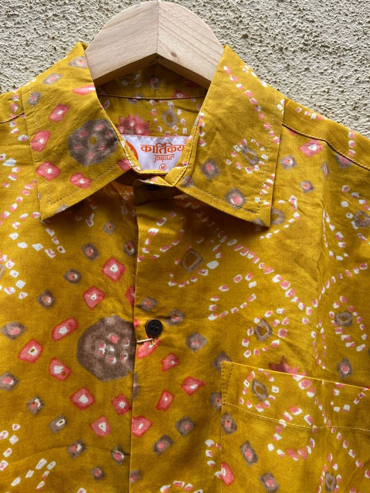 Traditional Bandhani Print F/S Shirt for Men - Festive Edit