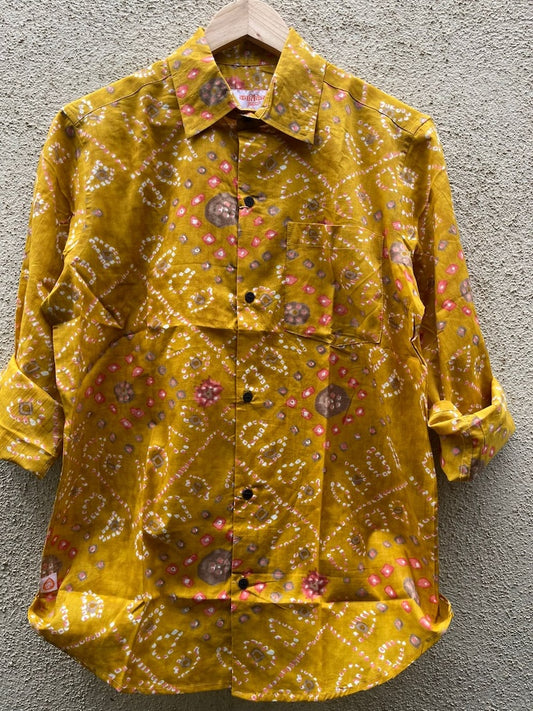Traditional Bandhani Print F/S Shirt for Men - Festive Edit