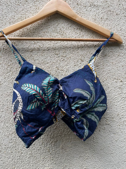Jungle Print Cotton Padded Lace Bralette