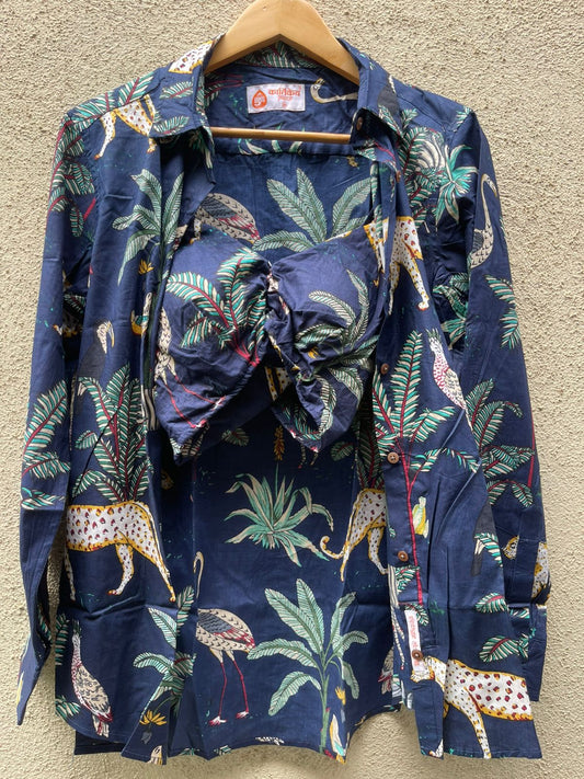 Jungle Print Vintage Shirt & Bralette Combo Set