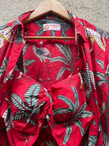 Jungle Print Vintage Shirt & Bralette Combo Set