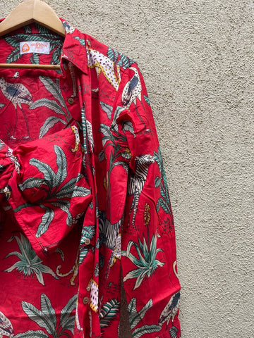 Jungle Print Vintage Shirt & Bralette Combo Set