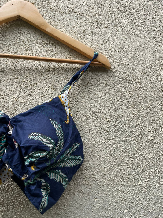 Jungle Print Cotton Padded Lace Bralette