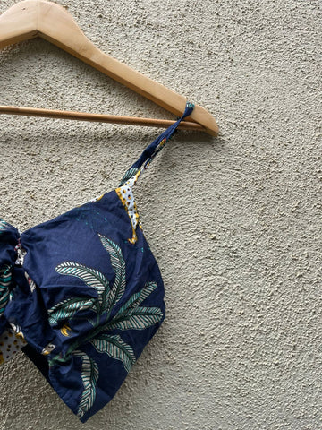 Jungle Print Cotton Padded Lace Bralette