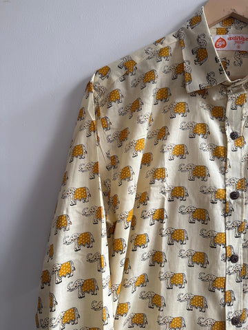 Elephant Print Cotton Mens Full Sleeves Shirt - Ganesha Special