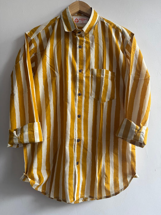 Classic Linning Cotton Mens Full Sleeves Shirt - Haldi Edit