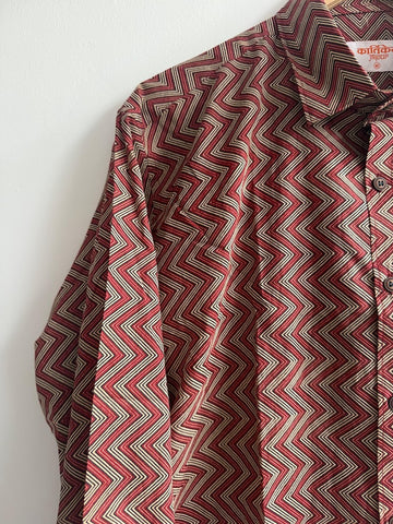 Ajrakh Print Cotton Mens Full Sleeves Shirt