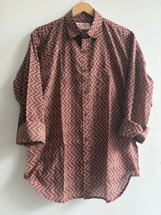 Ajrakh Print Cotton Mens Full Sleeves Shirt