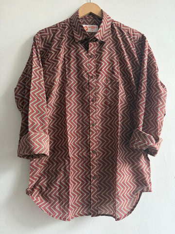 Ajrakh Print Cotton Mens Full Sleeves Shirt