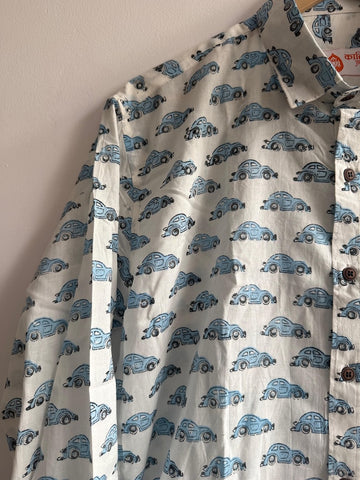 Car Print Cotton Mens Full Sleeves Shirt