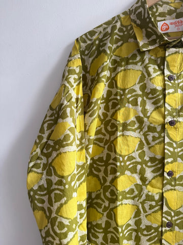 Festive Edit Cotton Mens Full Sleeves Shirt - Haldi Print