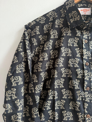 Camel Print Cotton Mens Full Sleeves Shirt