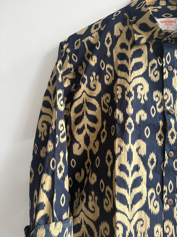 Ikat Print Cotton Mens Full Sleeves Shirt