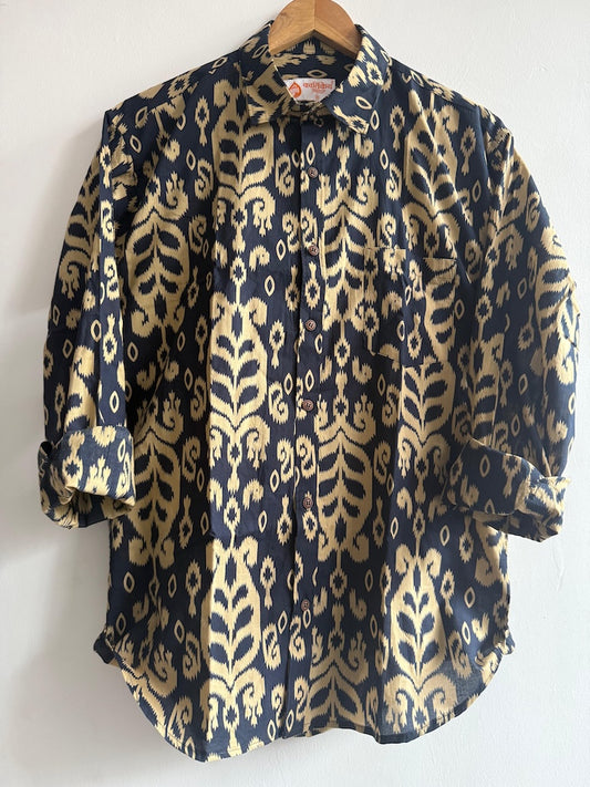 Ikat Print Cotton Mens Full Sleeves Shirt