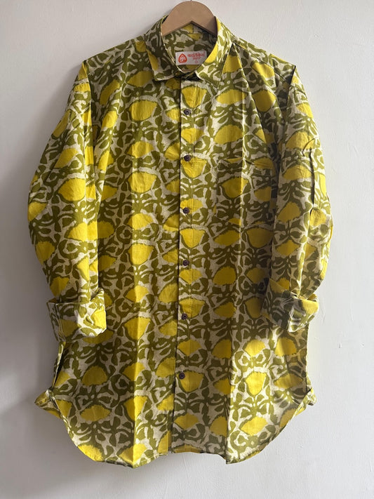 Festive Edit Cotton Mens Full Sleeves Shirt - Haldi Print