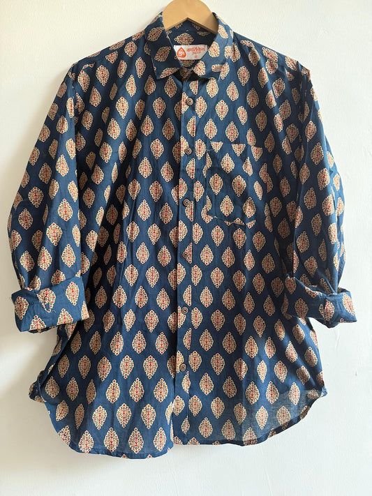 Sanganeri Print Traditional Cotton Shirt For Men