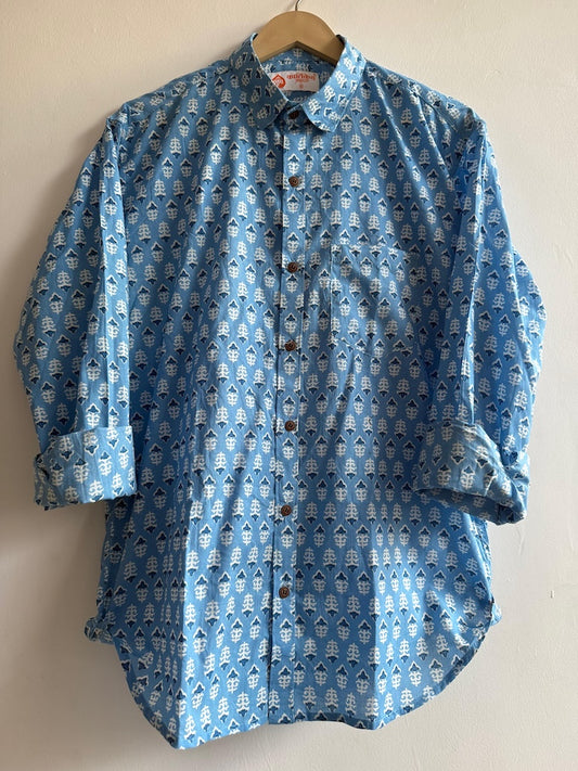 Sanganeri Print Cotton Full Sleeve Shirt For Men