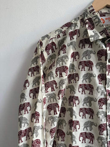 Elephant Print Cotton Mens Full Sleeves Shirt - Ganesha Special