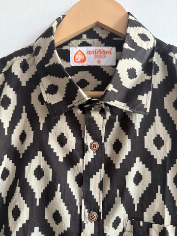 Ikat Print Cotton Full Sleeve Shirt For Men