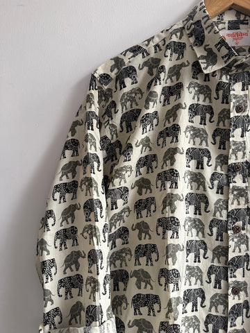Elephant Print Cotton Mens Full Sleeves Shirt - Ganesha Special