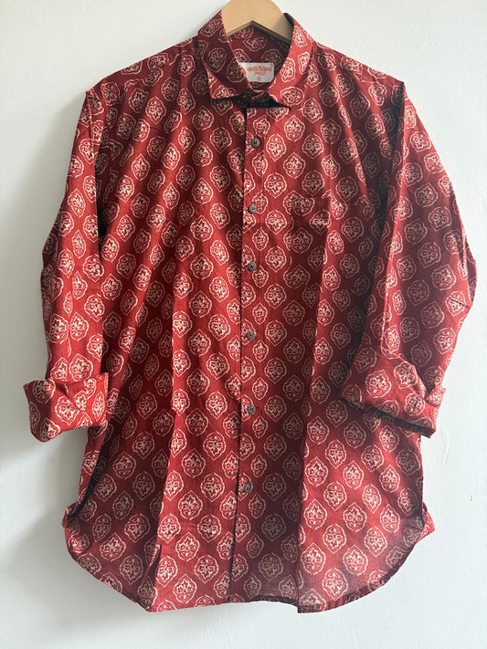 Traditional Print Cotton Mens Full Sleeves Shirt