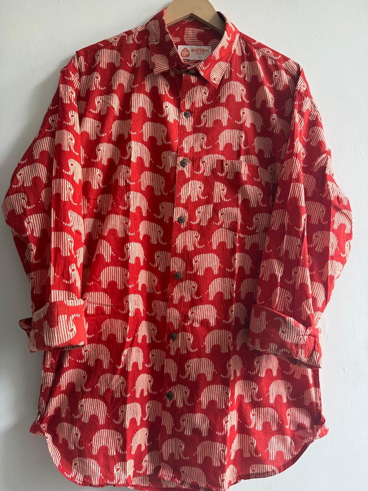 Elephant Print Cotton Mens Full Sleeves Shirt - Ganesha Special