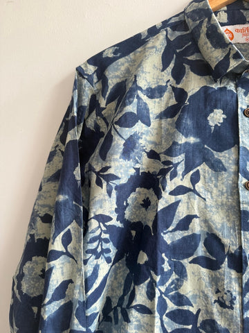 Indigo Print Cotton Mens Full Sleeves Shirt