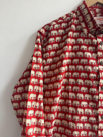 Elephant  Print Cotton Mens Full Sleeves Shirt - Ganesha Special