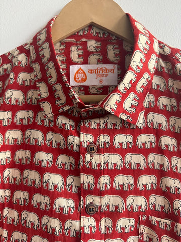 Elephant  Print Cotton Mens Full Sleeves Shirt - Ganesha Special
